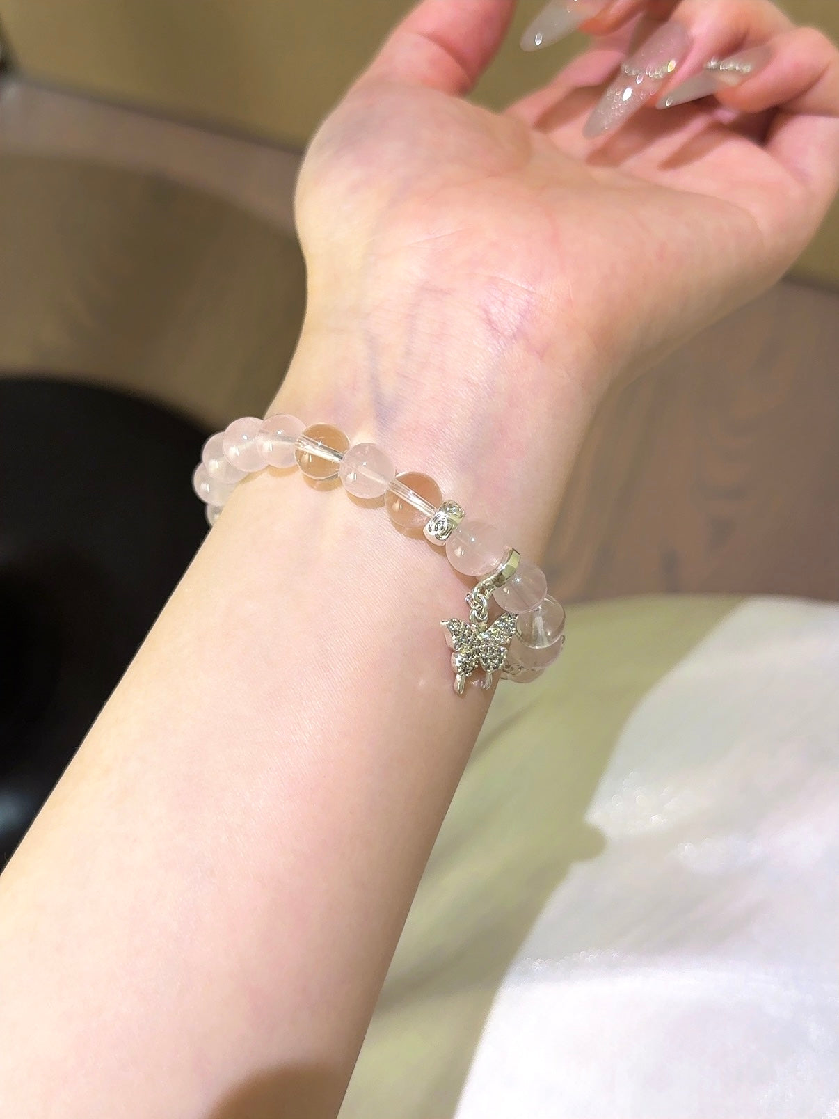 ▫️▪️ Pink crystal white crystal bracelet